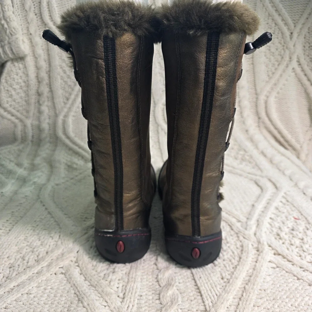 Privo Clarks Winter Boots Brown Leather‎ Bungee Lace Up Waterproof Womens 8M